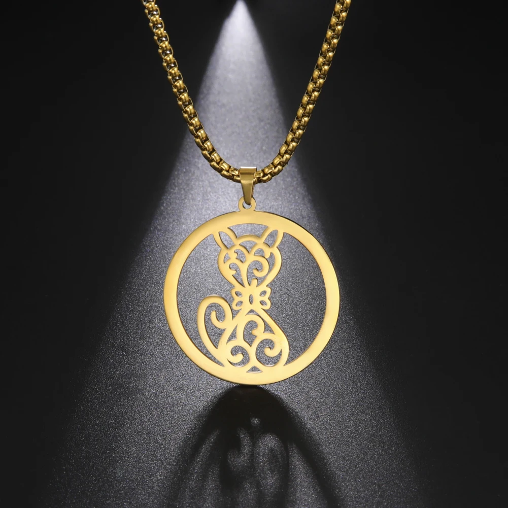 Tendril Squat Cat Pendant Necklace Round Cutout Stainless Steel Jewelry for Men Women Fashion Charm Choker Birthday Gifts
Tendril Squat Cat Pendant Necklace Round Cutout Stainless Steel Jewelry for Men Women Fashion Charm Choker Birthday Gifts
