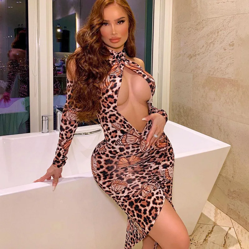 2022 Summer Fashions Sexy Backless Dress Long Sleeves Leopard Print Women Party Dress Club Drawstring Mini Vestidos Black Green
2022 Summer Fashions Sexy Backless Dress Long Sleeves Leopard Print Women Party Dress Club Drawstring Mini Vestidos Black Green