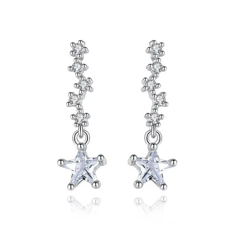 Drop Earrings 925 Sterling Silver Luxury Shiny Zircon Pentagonal Star Long Earring For Women Jewelry Christmas Gift Anti-allergy
Drop Earrings 925 Sterling Silver Luxury Shiny Zircon Pentagonal Star Long Earring For Women Jewelry Christmas Gift Anti-allergy