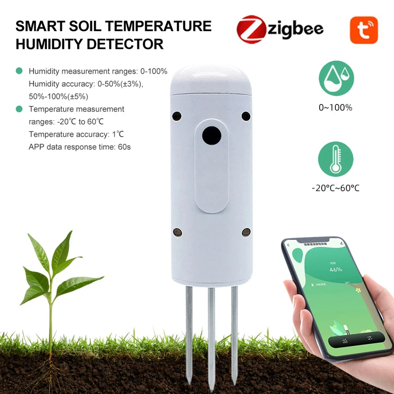 Tuya Zigbee Wireless Soil Moisture Meter Temperature Humidity Tester Plant Monitor IP67 Waterproof Detector For Garden Planting
Tuya Zigbee Wireless Soil Moisture Meter Temperature Humidity Tester Plant Monitor IP67 Waterproof Detector For Garden Planting