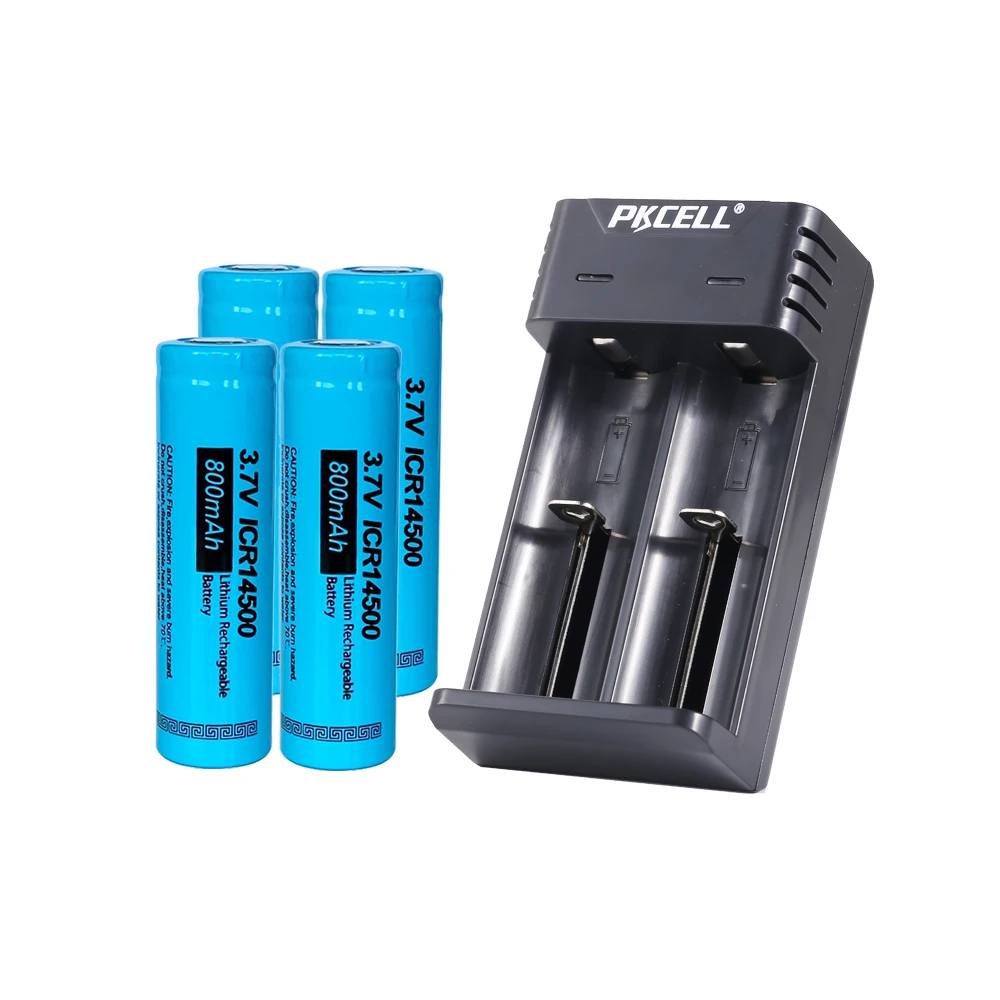 PKCELL 4Pcs ICR14500 3.7V Li-ion Battery AA Rechargeable Batteries 800Mah with 18650 Battery Charger For 14500 AAA AA Battery
PKCELL 4Pcs ICR14500 3.7V Li-ion Battery AA Rechargeable Batteries 800Mah with 18650 Battery Charger For 14500 AAA AA Battery