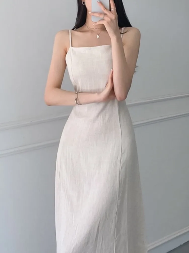 Women Casual Summer Sleeveless Midi Dress Sexy Spaghetti Strap A-Line Dress Office Lady Solid Fashion Off Shoulder Party Dress
Women Casual Summer Sleeveless Midi Dress Sexy Spaghetti Strap A-Line Dress Office Lady Solid Fashion Off Shoulder Party Dress