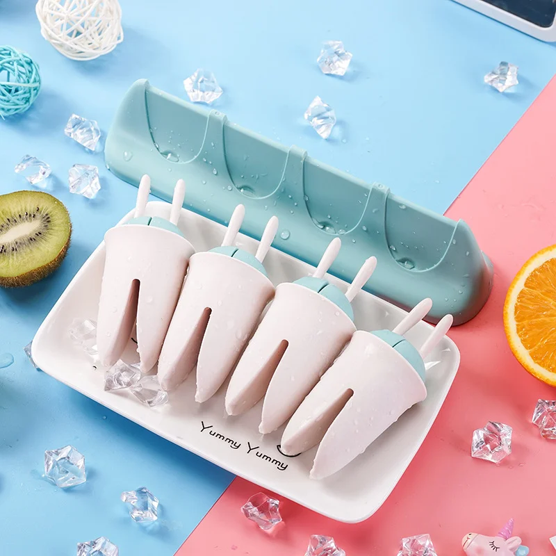 

Silicone Ice Cream Molds 4 Cell Ice Cube Tray Food Safe Popsicle Maker DIY Homemade Freezer Ice Lolly Mould Home Ice Cream Tools
