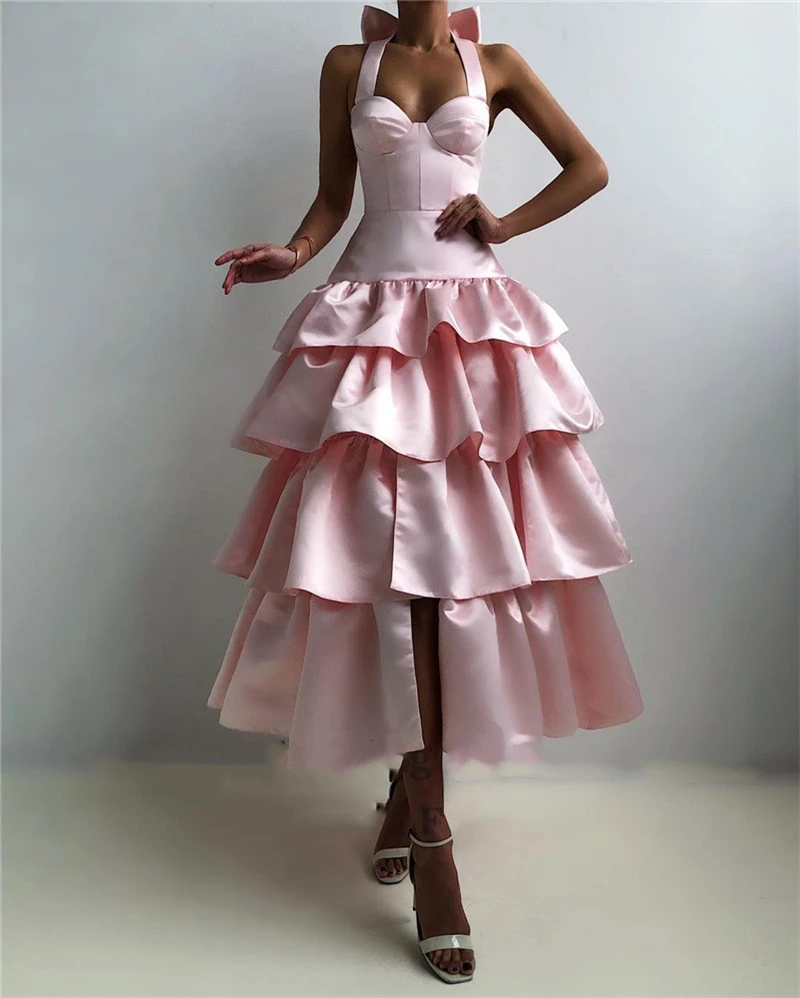 Cute pink For Women's Cocktail Party Dress with Satin Tiered Bow Spaghetti Strap and Tea-Length Cake Pompadour Ball Gown
Cute pink For Women's Cocktail Party Dress with Satin Tiered Bow Spaghetti Strap and Tea-Length Cake Pompadour Ball Gown