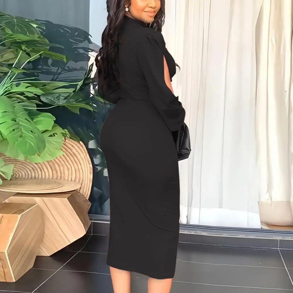 Charming Midi Dress Split Long Sleeve Hip Wrap Pencil Dress Solid Color Skinny Party Midi Long Dress
Charming Midi Dress Split Long Sleeve Hip Wrap Pencil Dress Solid Color Skinny Party Midi Long Dress