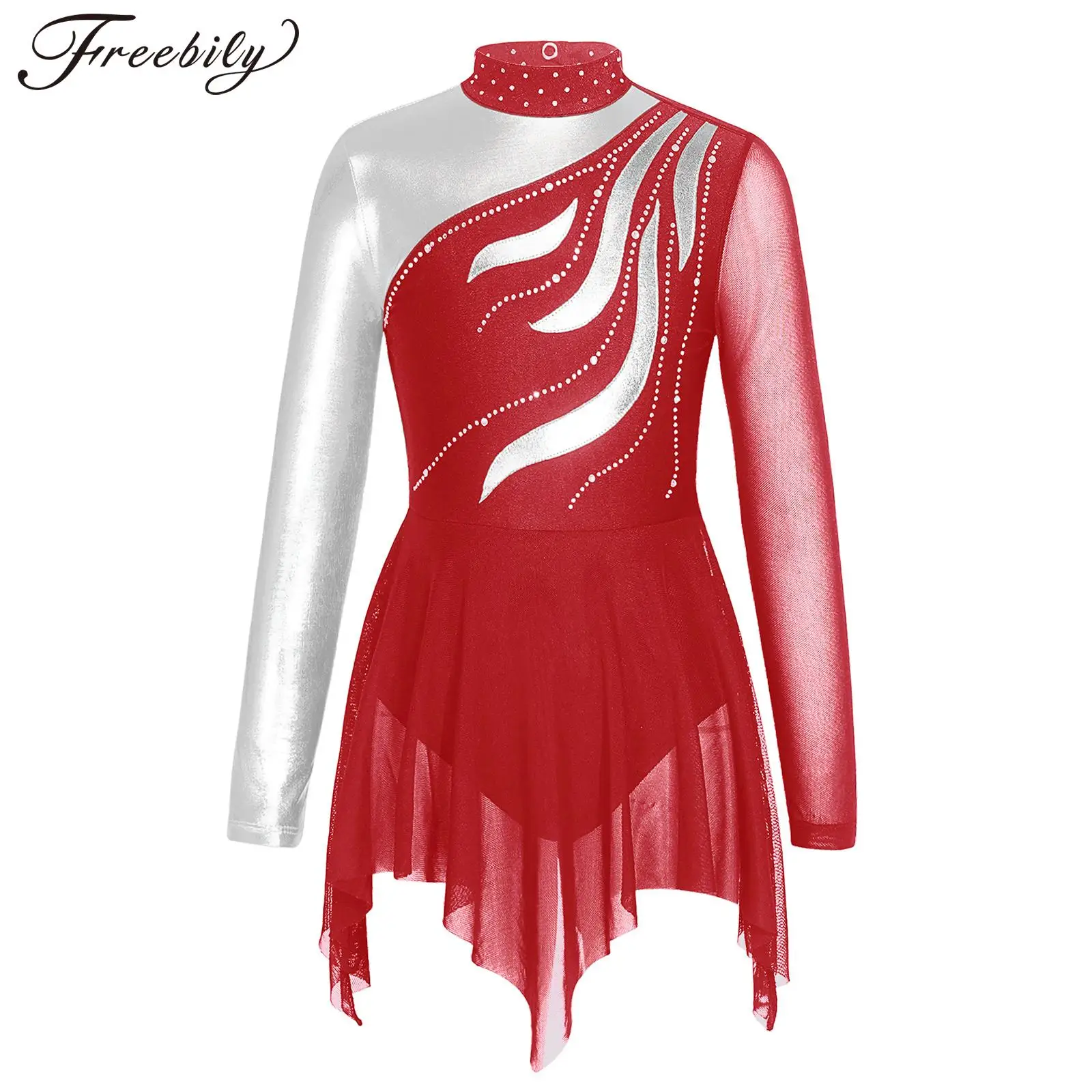 Kids Girls Ballet Gymnastics Leotard Dress Long Sleeve Mesh Splice Figure Ice Skating Dress Dance Stage Performance Costumes
Kids Girls Ballet Gymnastics Leotard Dress Long Sleeve Mesh Splice Figure Ice Skating Dress Dance Stage Performance Costumes