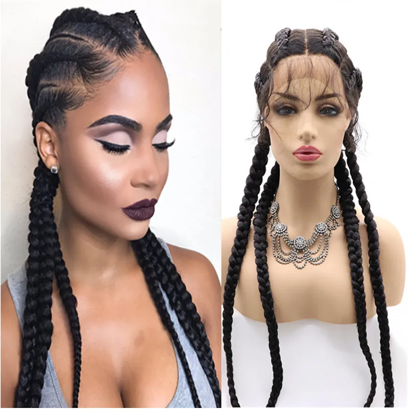 32inch Synthetic Lace Front Braided Wigs For Women Cornrow Braids Lace Wigs With Baby Hair Long Jumbo Box Braids Lace Front Wigs
32inch Synthetic Lace Front Braided Wigs For Women Cornrow Braids Lace Wigs With Baby Hair Long Jumbo Box Braids Lace Front Wigs