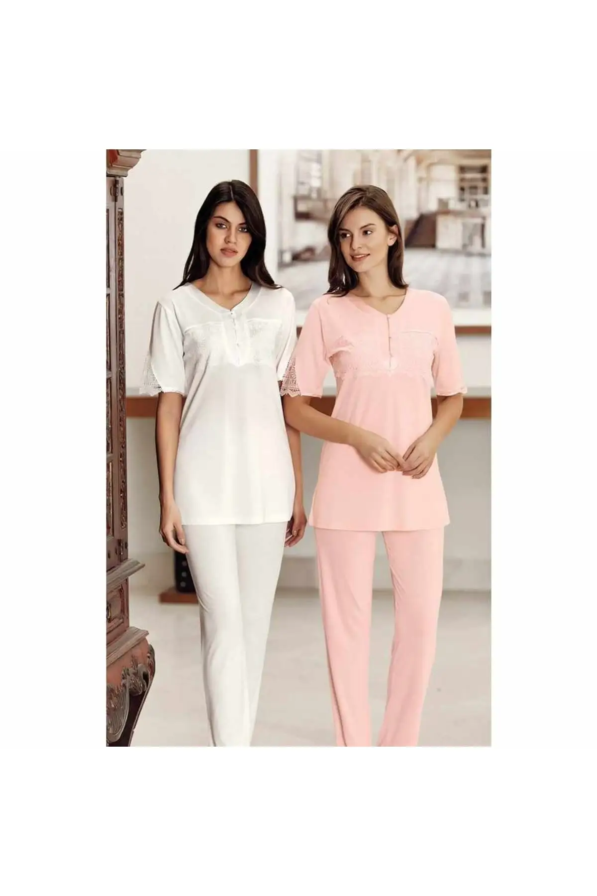 Women's Pajamas Guipure Half Sleeve Sleep Lounge Pajamas Nightwear Nightwear Nightwear Nightwear Casual Home Clothing
Women's Pajamas Guipure Half Sleeve Sleep Lounge Pajamas Nightwear Nightwear Nightwear Nightwear Casual Home Clothing