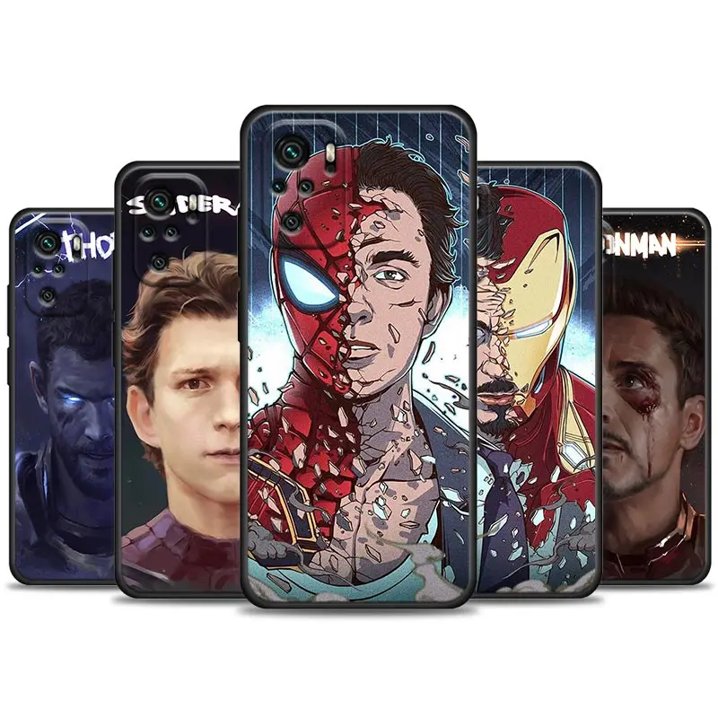 

Marvel Spider Man Iron Man Avengers Phone Case For Redmi Note 10 11 11S 11E 7 8 8T 9 9S 9T Pro Plus 5G Cover Fundas Coques Capa