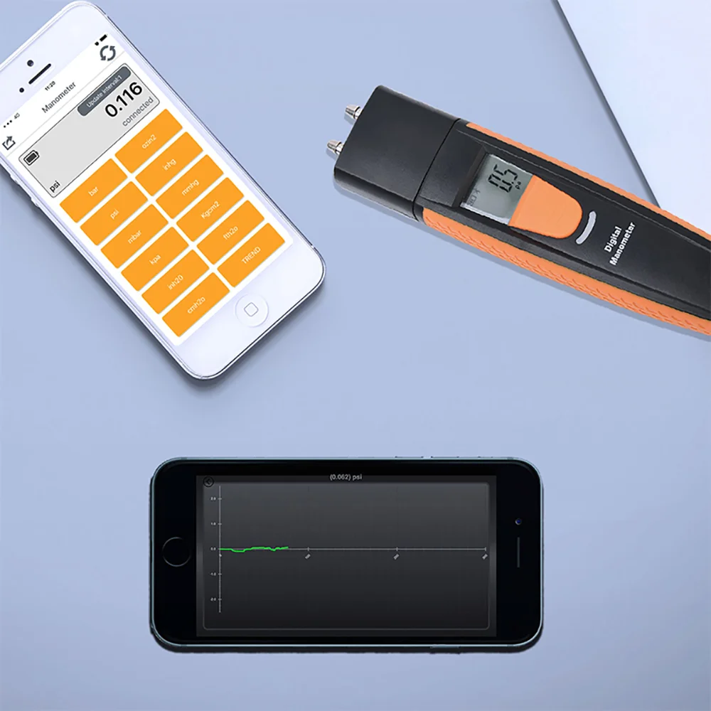 Hti New Bluetooth Digital Manometer Dual Port Air Pressure Meter Pressure Gauge HVAC Gas Tester Differential Pressure Manometer
Hti New Bluetooth Digital Manometer Dual Port Air Pressure Meter Pressure Gauge HVAC Gas Tester Differential Pressure Manometer