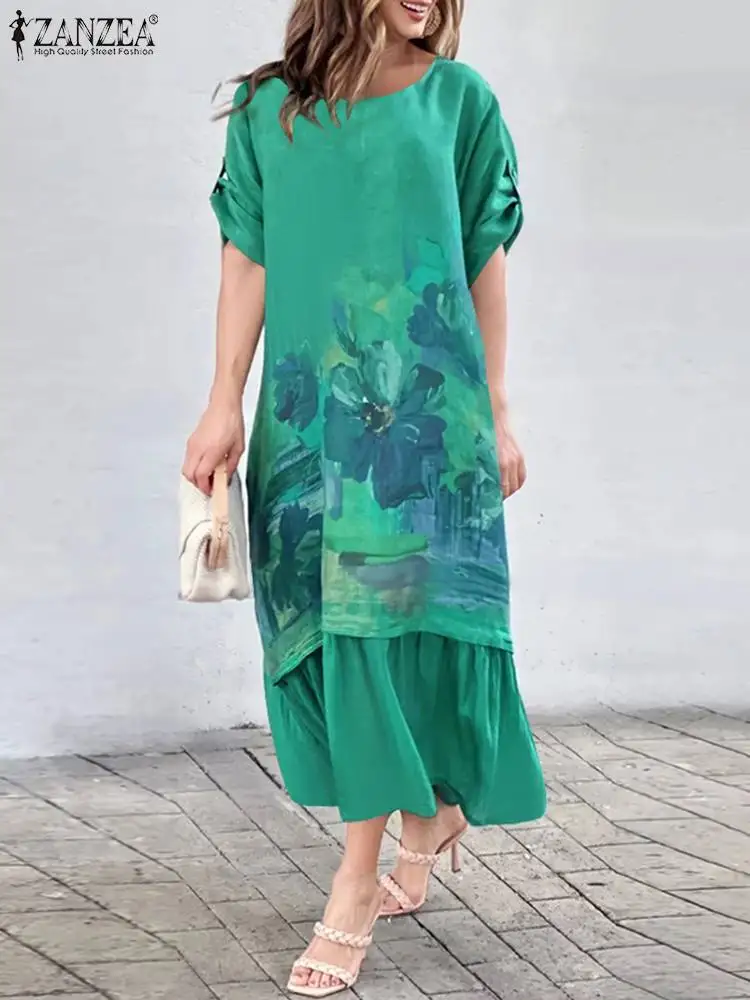 2023 Floral Print Sundress ZANZEA Fashion Women Round Neck Dress Vintage Casual Loose Maxi Vestido Holiday Stitching Pleats Robe
2023 Floral Print Sundress ZANZEA Fashion Women Round Neck Dress Vintage Casual Loose Maxi Vestido Holiday Stitching Pleats Robe