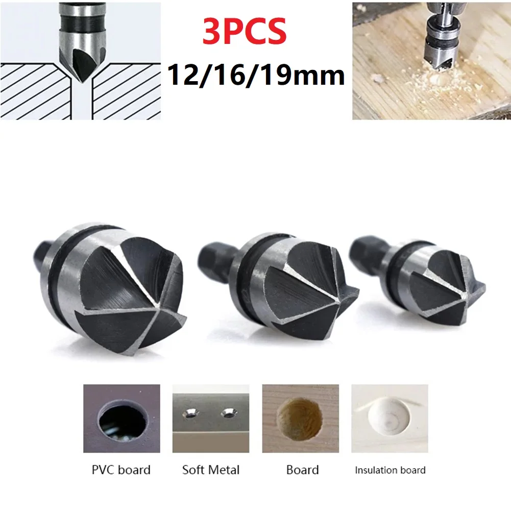 3pcs 90 Degree HSS Countersink Chamfer Drill Bit Set 12/16/19mm Cutter For Wood Plastic Cutting Chamfering Woodworking Tool
3pcs 90 Degree HSS Countersink Chamfer Drill Bit Set 12/16/19mm Cutter For Wood Plastic Cutting Chamfering Woodworking Tool