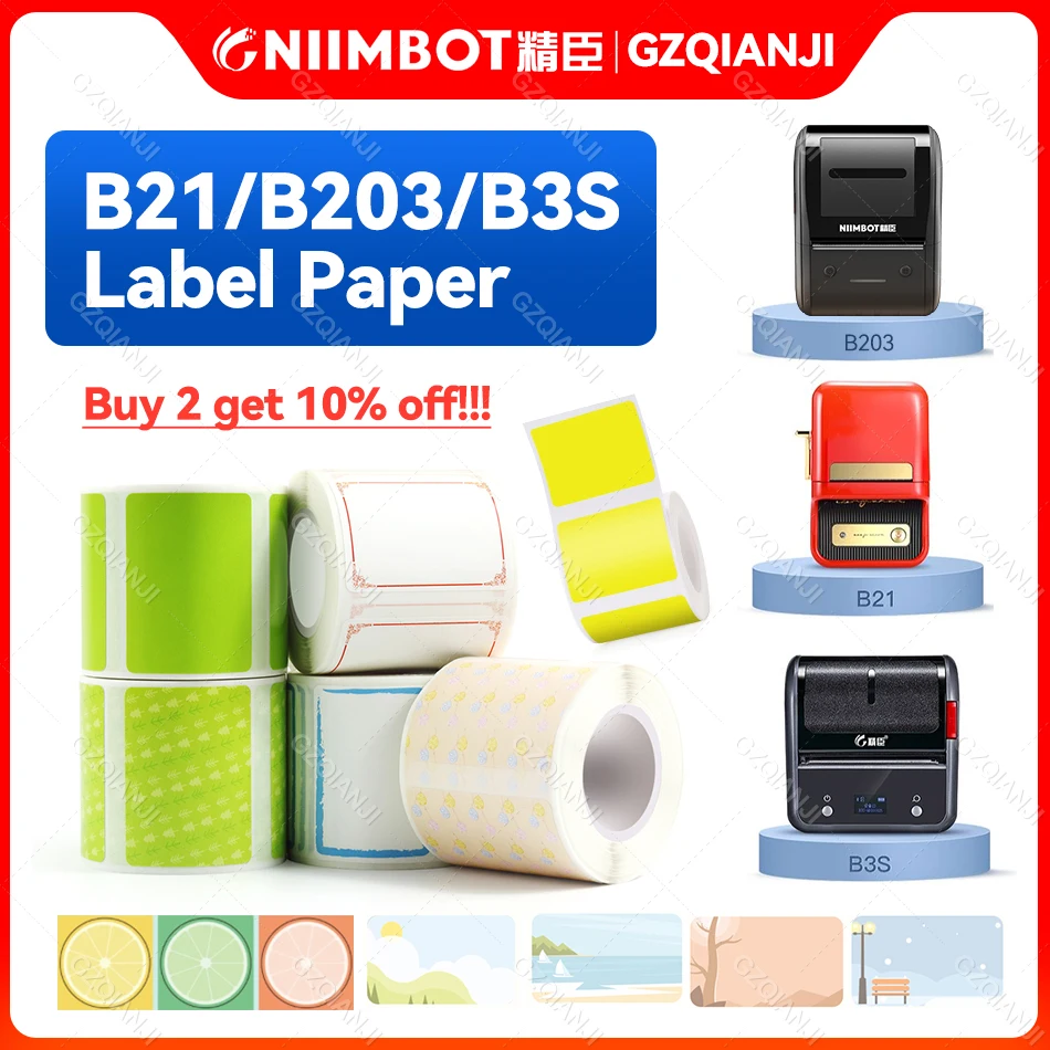 NiiMbot B21 B203 B3S Label Printer Paper Waterproof Anti-Oil Tear-Resistant Price Tag Color Scratch-Resistant Sticker Paper Roll
NiiMbot B21 B203 B3S Label Printer Paper Waterproof Anti-Oil Tear-Resistant Price Tag Color Scratch-Resistant Sticker Paper Roll
