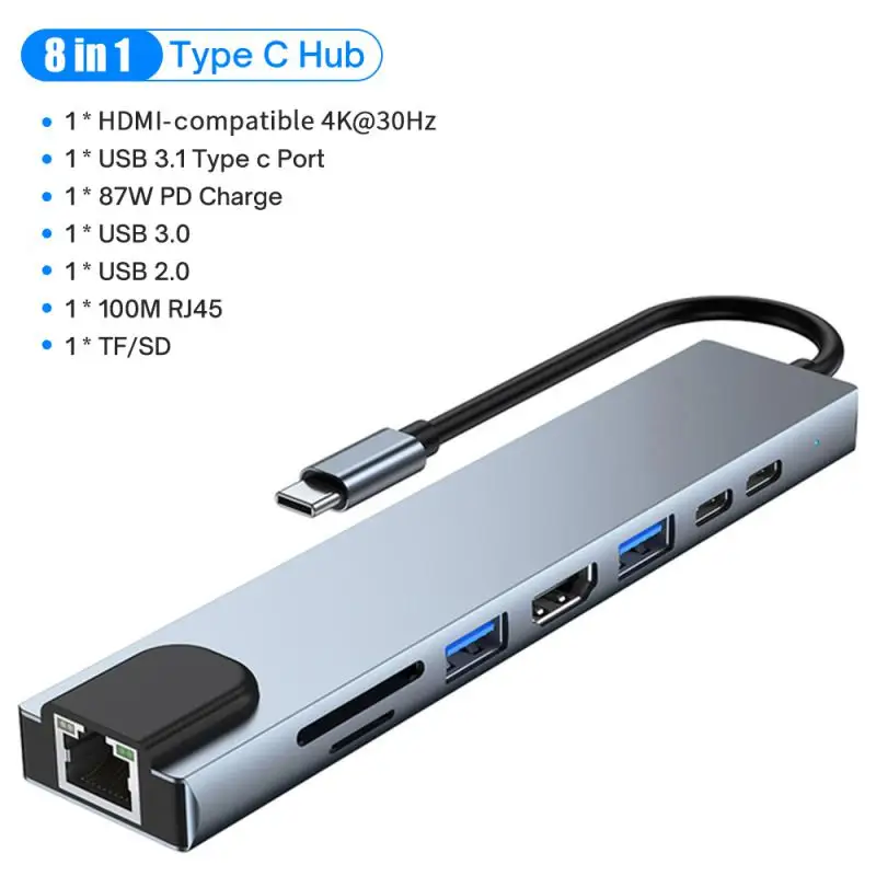 Tf/sd Card Usb-c Hub New Pc Pd Charge 8 Port Docking Station Type-c Splitter Usb 3.0 Usb-c Hub For Macbook 8-in-1 Usb C Adapter
Tf/sd Card Usb-c Hub New Pc Pd Charge 8 Port Docking Station Type-c Splitter Usb 3.0 Usb-c Hub For Macbook 8-in-1 Usb C Adapter