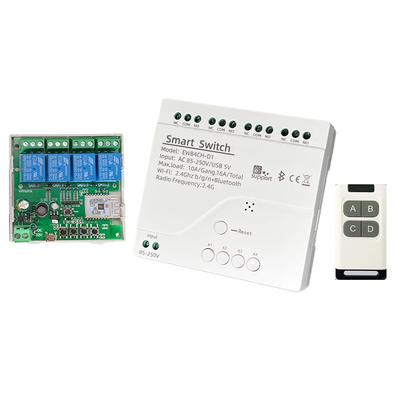 Ewelink Smart Wifi Bluetooth Switch Relay Module Remote 85-250V On Off Controller 4CH 2.4G Wifi Remote For Alexa
Ewelink Smart Wifi Bluetooth Switch Relay Module Remote 85-250V On Off Controller 4CH 2.4G Wifi Remote For Alexa