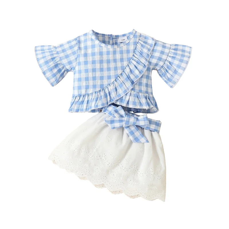 Sweet Cute 2PCS Baby Girls Summer Outfits, Short Sleeve Plaid Print Ruffle Tops + Tie Knot Princess Skirt Set Infant Clothes
Sweet Cute 2PCS Baby Girls Summer Outfits, Short Sleeve Plaid Print Ruffle Tops + Tie Knot Princess Skirt Set Infant Clothes