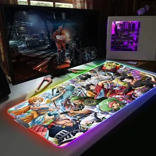 RGB Mouse Pad One Piece Anime Gaming Mousepad Gamer Large LED Black Rubber Mouse Mat PC Keyboard Pad For Computer Laptop Pad LOL