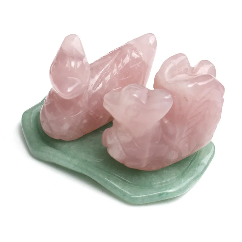 1 Set 1.5 Inches natural pink crystal love bird with green aventurine lotus leaf
1 Set 1.5 Inches natural pink crystal love bird with green aventurine lotus leaf