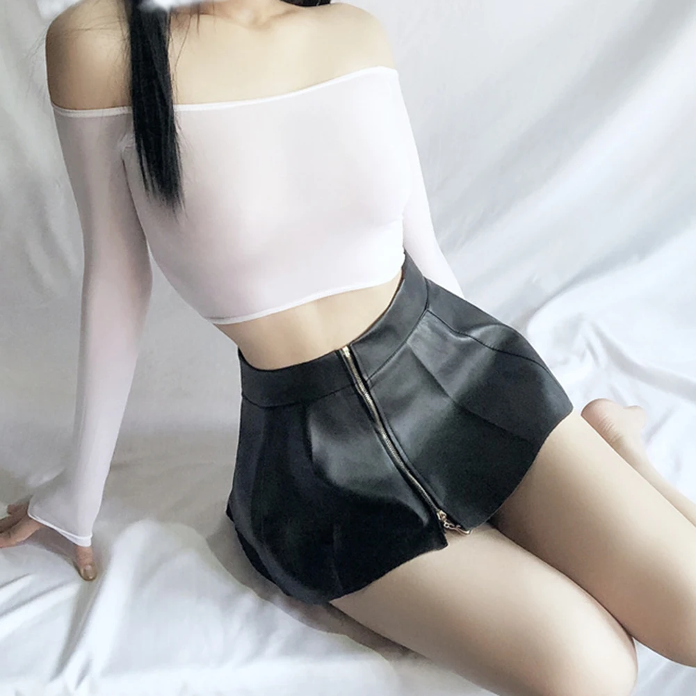 Sexy Lingerie Women's Black PU Leather Mini Pleated Skirt Sexy Secretary Uniform Temptation Zip-up Short Dress Erotic Costume
Sexy Lingerie Women's Black PU Leather Mini Pleated Skirt Sexy Secretary Uniform Temptation Zip-up Short Dress Erotic Costume