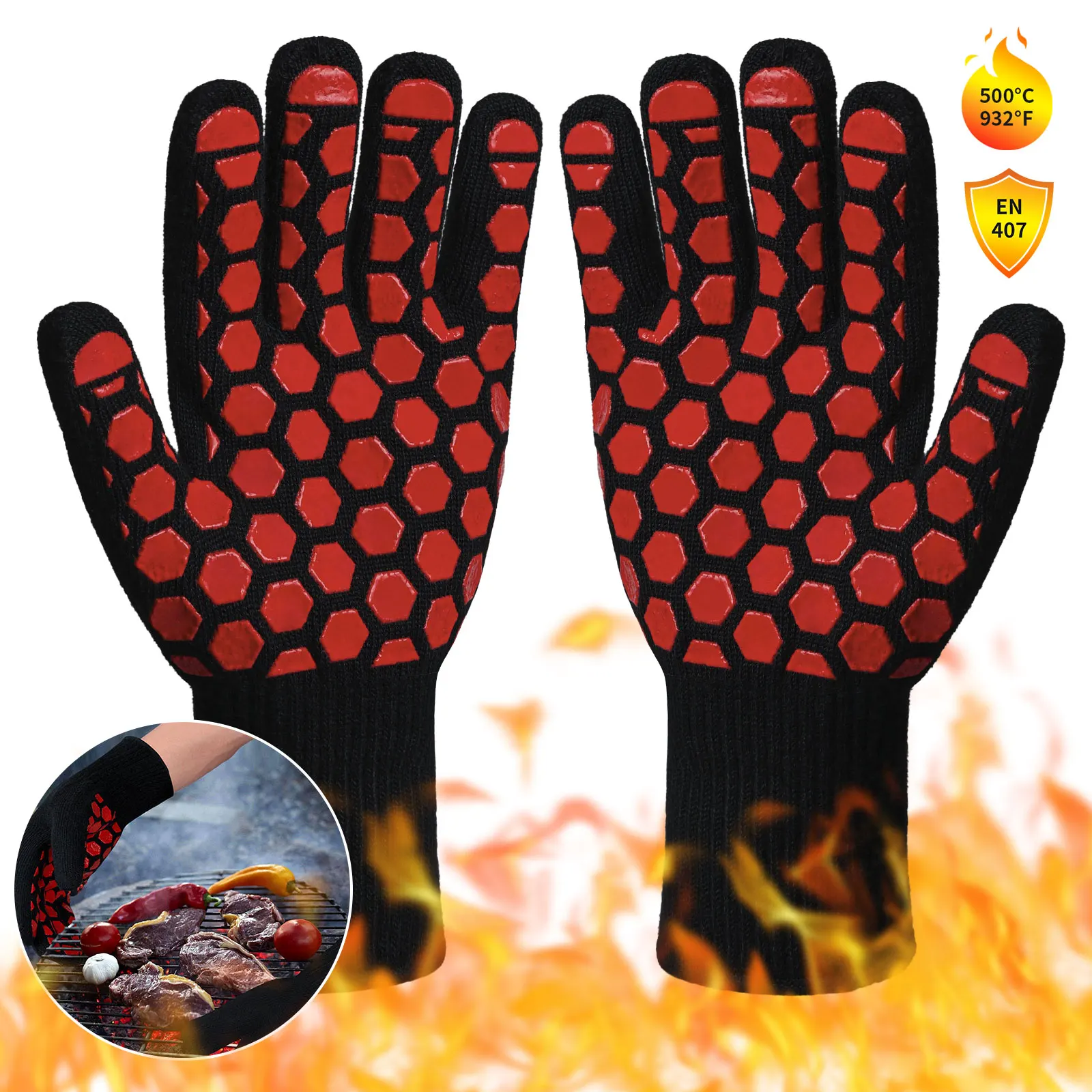 Original Design BBQ Glove High Temperature Resistance Mitts 500 Degrees Fireproof Barbecue Heat Insulation Microwave Oven Gloves
Original Design BBQ Glove High Temperature Resistance Mitts 500 Degrees Fireproof Barbecue Heat Insulation Microwave Oven Gloves