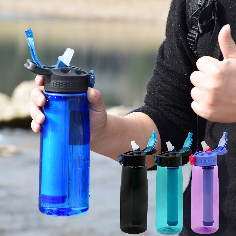 

650ml Sports Water Bottles Gym Leak-proof Drop-proof Portable Shaker Outdoor Travel Kettle Drink Water Bottle with Filter