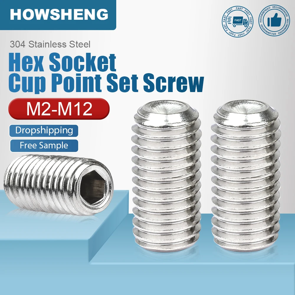 HOWSHENG 2-100pcs Hexagon Socket Set Screw Cup Point M2 M3 M4 M5 M6 M8 M10 Stainless Steel Headless Allen Socket Grub Screw
HOWSHENG 2-100pcs Hexagon Socket Set Screw Cup Point M2 M3 M4 M5 M6 M8 M10 Stainless Steel Headless Allen Socket Grub Screw