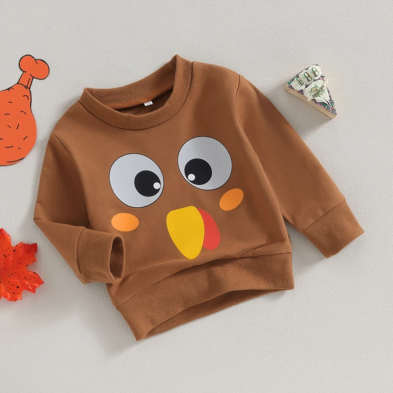 Baby Sweatshirt Long Sleeve Crew Neck Cartoon Turkey Print Hoodie Thanksgiving Clothes for Girls Boys
Baby Sweatshirt Long Sleeve Crew Neck Cartoon Turkey Print Hoodie Thanksgiving Clothes for Girls Boys