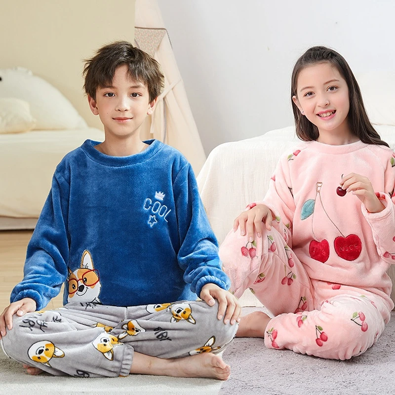 

Детская одежда, пижамы для мальчиков и девочек, детские пижамы с плюшевыми мультяшными динозаврами, Рождественская теплая одежда для сна, з...