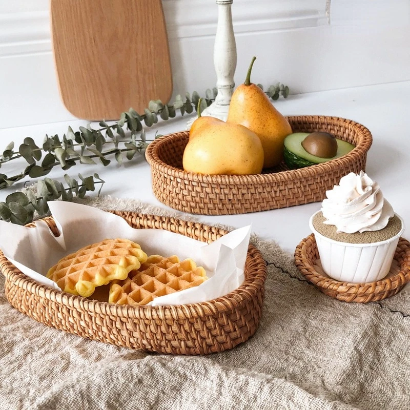 New Handwoven Round Rattan Wicker Basket Fruit Tea Snack Bread Picnic Tray Snacks Storage Box Kitchen Supplies Basket Fruit Tray
New Handwoven Round Rattan Wicker Basket Fruit Tea Snack Bread Picnic Tray Snacks Storage Box Kitchen Supplies Basket Fruit Tray