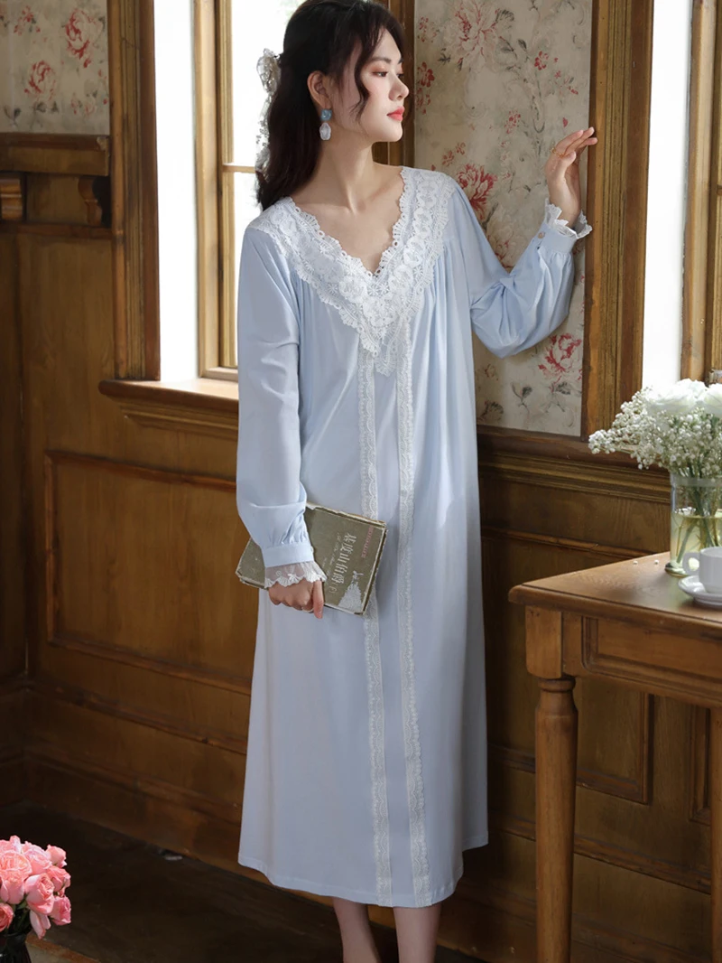 Long Sleeve Loose Ruffles Pajamas for Women Spring Cotton French Court Style Vintage Lace Princess Romantic Nightgowns Sleepwear
Long Sleeve Loose Ruffles Pajamas for Women Spring Cotton French Court Style Vintage Lace Princess Romantic Nightgowns Sleepwear