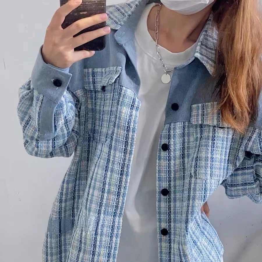 Chic Women Turn Down Collar Plaids Shirts Spring Autumn Long-sleeved OL Thin Checked Blouses Jacket Cardigan Crop Tops Blusas
Chic Women Turn Down Collar Plaids Shirts Spring Autumn Long-sleeved OL Thin Checked Blouses Jacket Cardigan Crop Tops Blusas