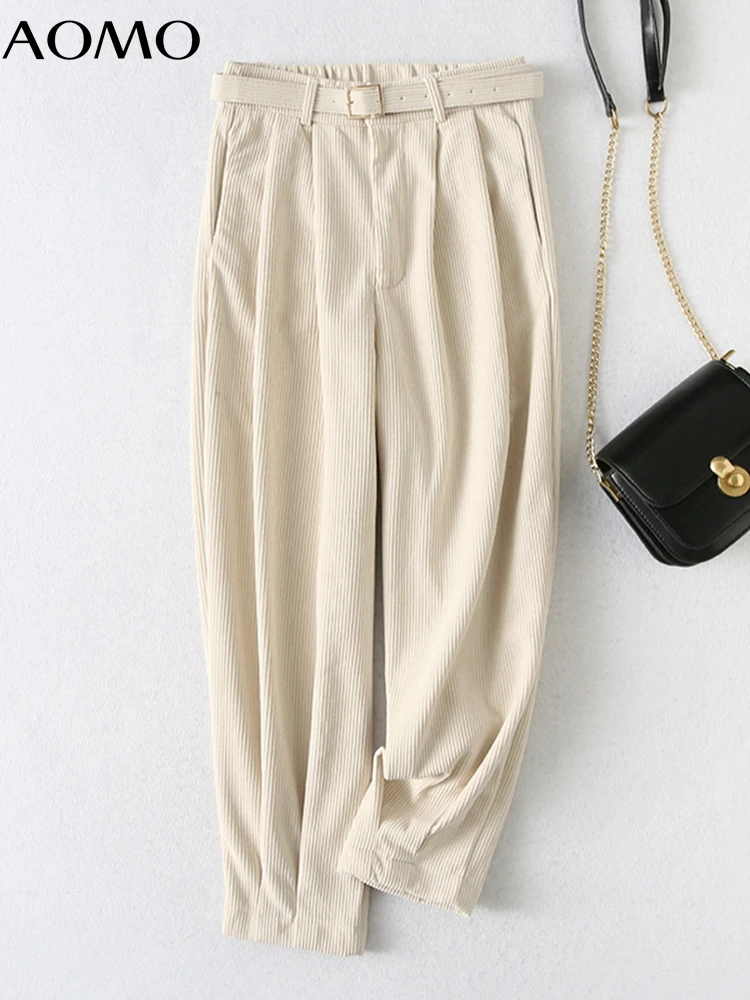 AOMO 2022 Fashion Women Beige Corduroy Crop Suit Pants Trousers with Belt Pockets Office Lady Elegant Pants Pantalon YU217A
AOMO 2022 Fashion Women Beige Corduroy Crop Suit Pants Trousers with Belt Pockets Office Lady Elegant Pants Pantalon YU217A