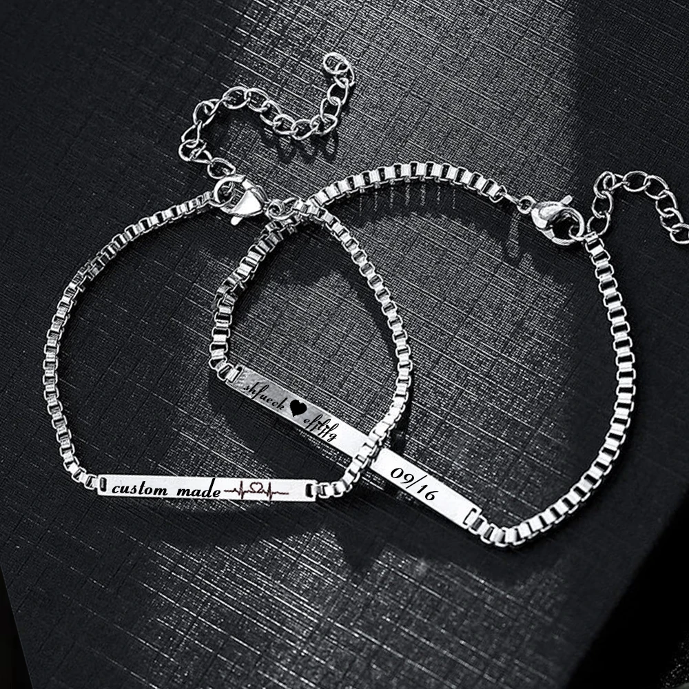Valentine's Day Gifts Personalized Custom Name Jewelry Fashion Punk High Quality Stainless Steel Men and Women Couple Bracelets
Valentine's Day Gifts Personalized Custom Name Jewelry Fashion Punk High Quality Stainless Steel Men and Women Couple Bracelets