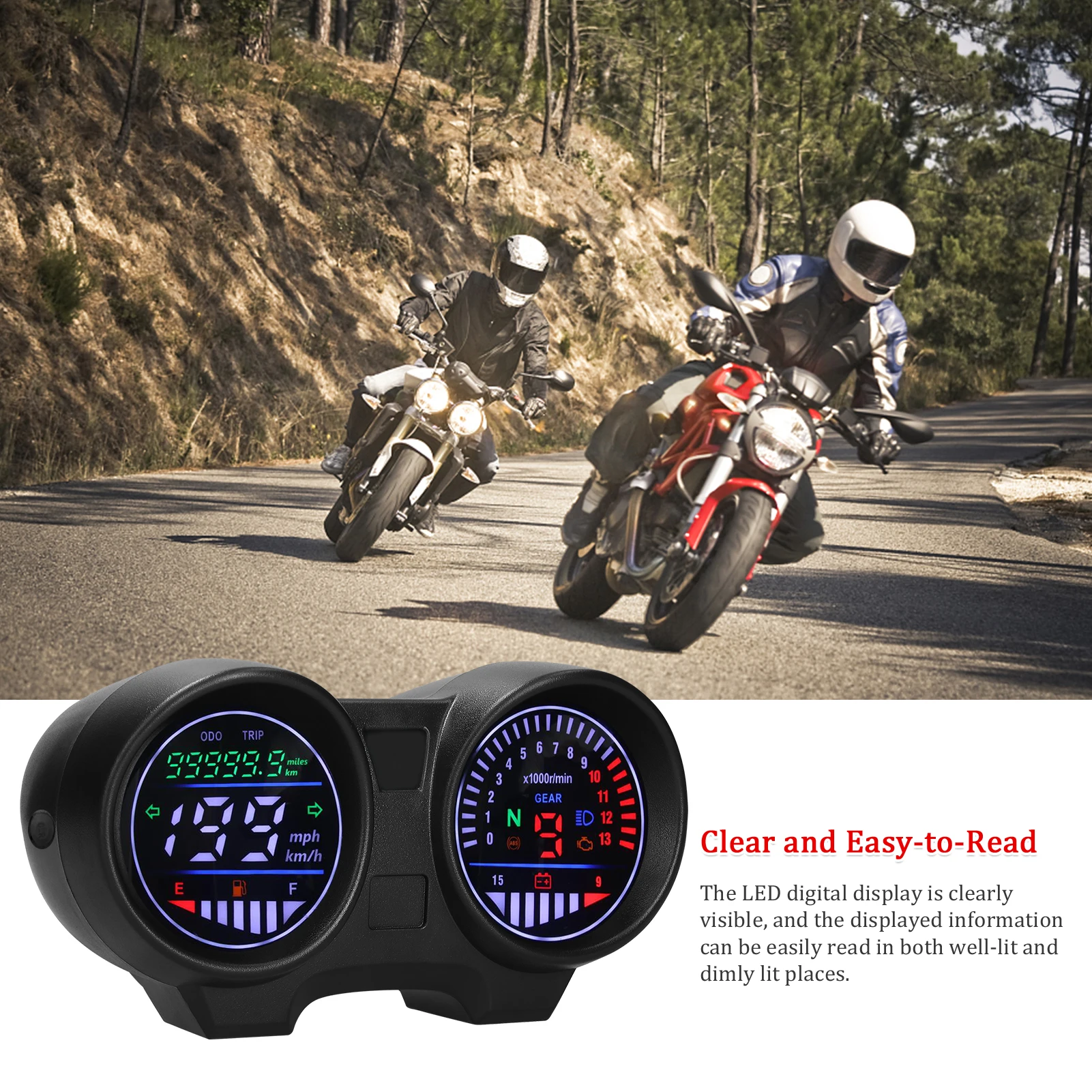 Motorcycle Speedometer Odometer Electric Tachometer Fuel Gauge Voltmeter 12 V with Gear Display Light Indicator Flashing Alarm
Motorcycle Speedometer Odometer Electric Tachometer Fuel Gauge Voltmeter 12 V with Gear Display Light Indicator Flashing Alarm
