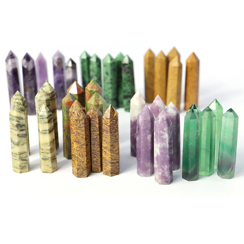 

Natural Crystals Obelisk Point Wand Stones Healing Amethyst Quartz Polished Tower Column Chakra Room Energy Ore Mineral Crafts