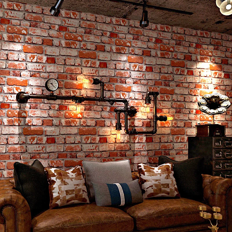 

Retro Nostalgic Imitation Brick Pattern Brick Wallpaper Cement Loft Graffiti Industrial Wind Internet Cafe American Red Brick