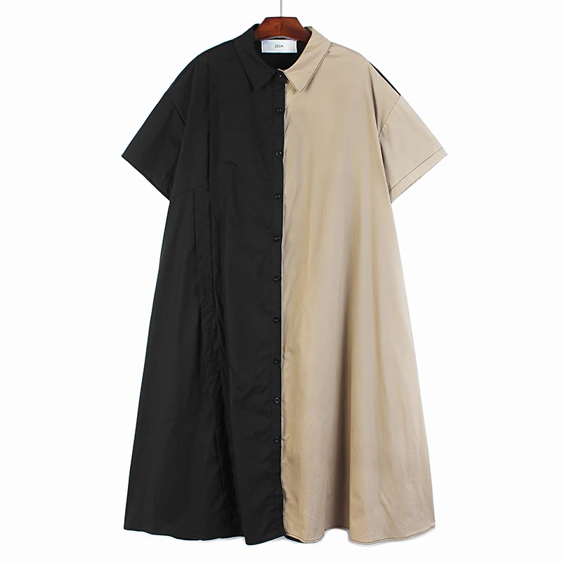 SuperAen Contrast Turn Down Collar Short Sleeve Shirt 2022 Summer New Loose Oversized Mid-Calf A-LINE Casual Woman Dress
SuperAen Contrast Turn Down Collar Short Sleeve Shirt 2022 Summer New Loose Oversized Mid-Calf A-LINE Casual Woman Dress