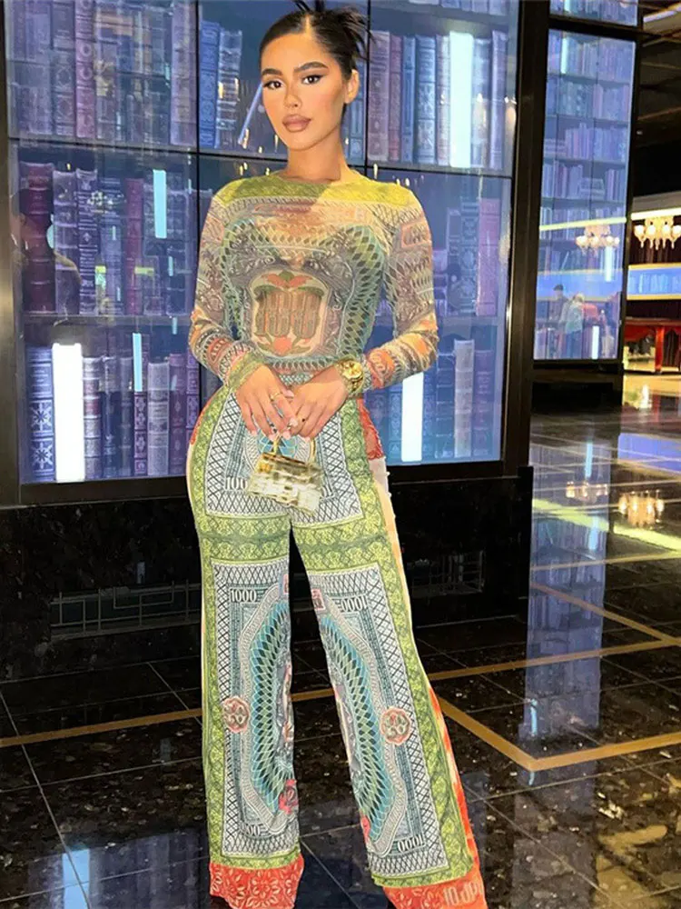 Print Pants 2 Piece Set Women Fashion Sheer Long Sleeve Cropped Tops 2022 Autumn Female Casual Straight Wide Leg Outfits
Print Pants 2 Piece Set Women Fashion Sheer Long Sleeve Cropped Tops 2022 Autumn Female Casual Straight Wide Leg Outfits
