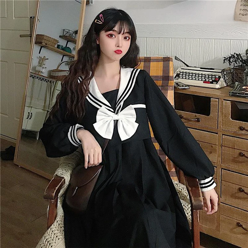 Japanese Style 2021 Spring Autumn New Women's Retro Sweet Cute Navy Collar Long Sleeve Student JK Dress Female
Japanese Style 2021 Spring Autumn New Women's Retro Sweet Cute Navy Collar Long Sleeve Student JK Dress Female