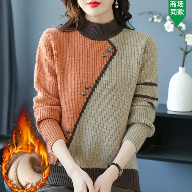 Женские свитера, новинка 2023, осенне-зимние теплые модные пуловеры в Корейском стиле, топ с ложным воротником и длинным рукавом, винтажная вязаная свободная одежда Y01
Женские свитера, новинка 2023, осенне-зимние теплые модные пуловеры в Корейском стиле, топ с ложным воротником и длинным рукавом, винтажная вязаная свободная одежда Y01