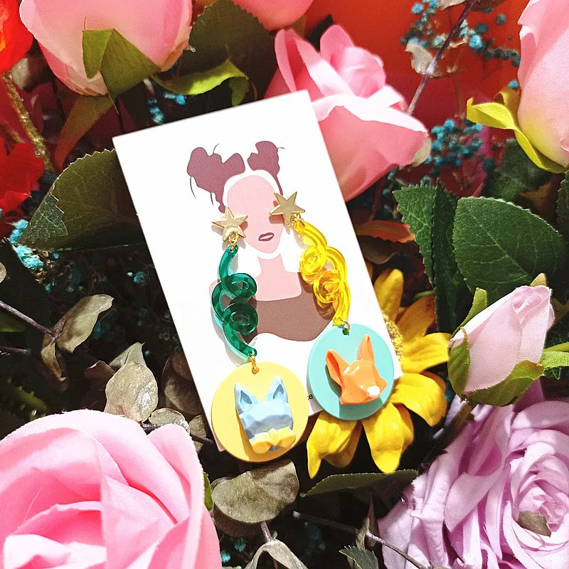 New INS Hot Cartoon Cute Colorful Little Fox Star Asymmetric Resin 925 Silver Earrings For Women Gift Wholesale
New INS Hot Cartoon Cute Colorful Little Fox Star Asymmetric Resin 925 Silver Earrings For Women Gift Wholesale