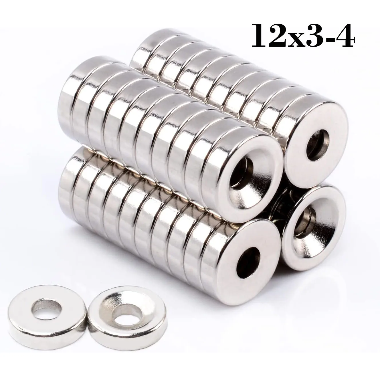 

4~100Pcs 12x3 Hole 4mm Strong Magnets Round Countersunk Neodymium Magnet N35 NdFeB Powerful Rare Earth Permanent Magnetic Imanes