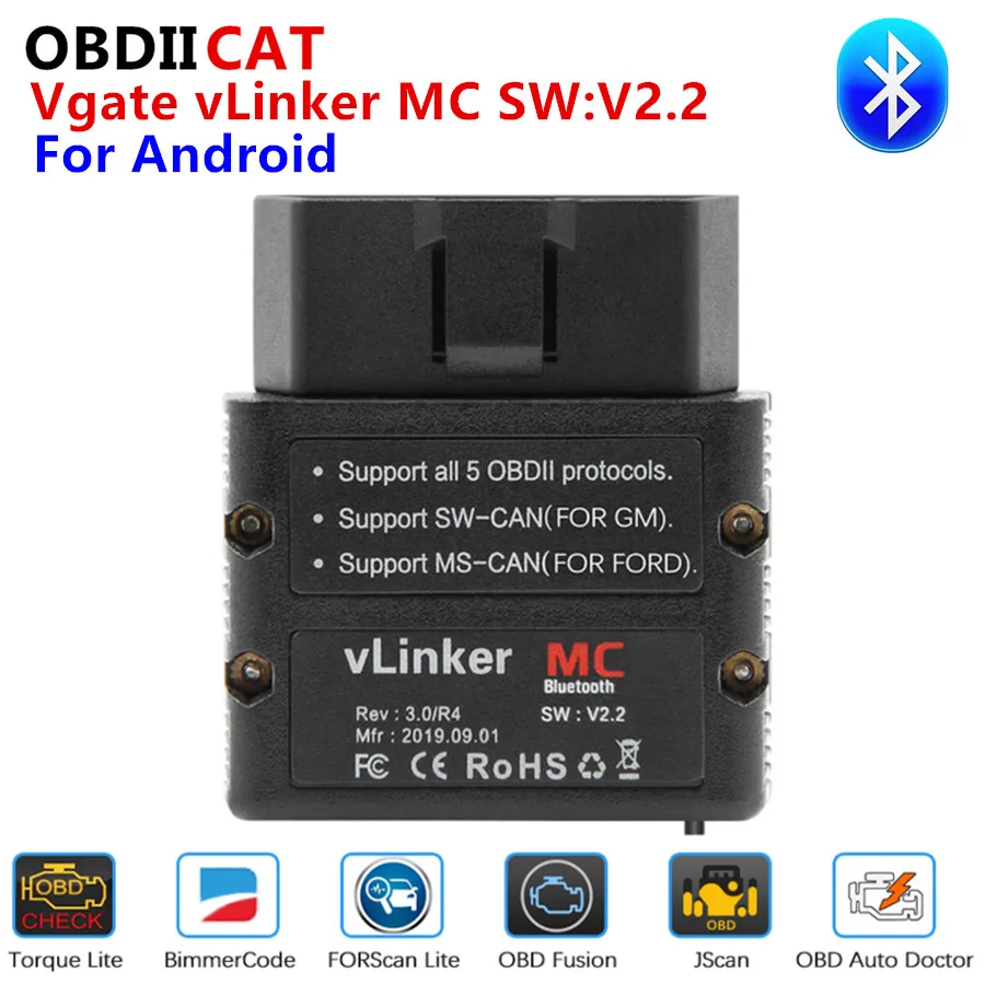 Автомобильный диагностический сканер Vgate vLinker MC + ELM327 V2.2, Bluetooth 4,0, OBD2, Wi-Fi
Автомобильный диагностический сканер Vgate vLinker MC + ELM327 V2.2, Bluetooth 4,0, OBD2, Wi-Fi