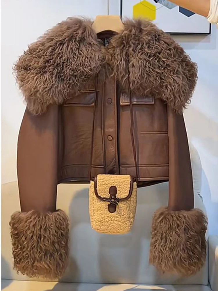 KBAT Winter Women Streetwear Faux Lamb Leather Fur Lapel Crop Jacket Autumn Female Moto Biker Thick Warm Sheepskin Outwear Coat
KBAT Winter Women Streetwear Faux Lamb Leather Fur Lapel Crop Jacket Autumn Female Moto Biker Thick Warm Sheepskin Outwear Coat