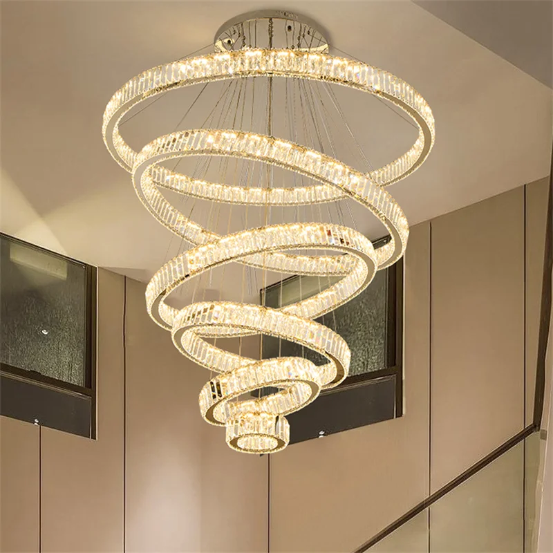 Modern Luxury Crystal Chandelier Circle Rings Staircase Chandelier Living Room Decoration Ceiling Chandelier Led Lighting
Modern Luxury Crystal Chandelier Circle Rings Staircase Chandelier Living Room Decoration Ceiling Chandelier Led Lighting