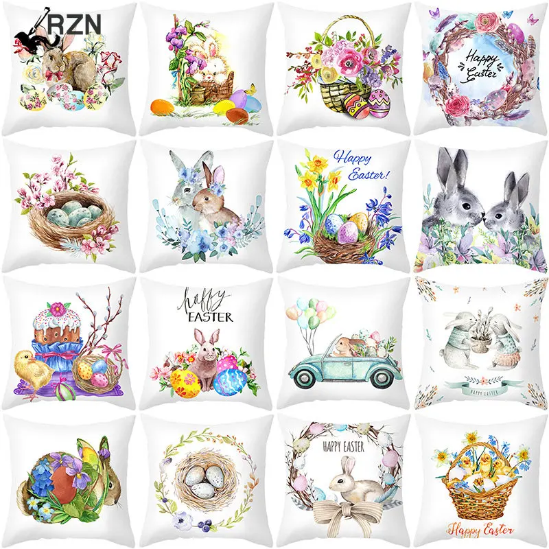 Home Decor Spring Cushion Covers Happy Easter Egg Bunny Decorative Pillowcases Flower Bunny Print Pillowcases funda de almohada
Home Decor Spring Cushion Covers Happy Easter Egg Bunny Decorative Pillowcases Flower Bunny Print Pillowcases funda de almohada
