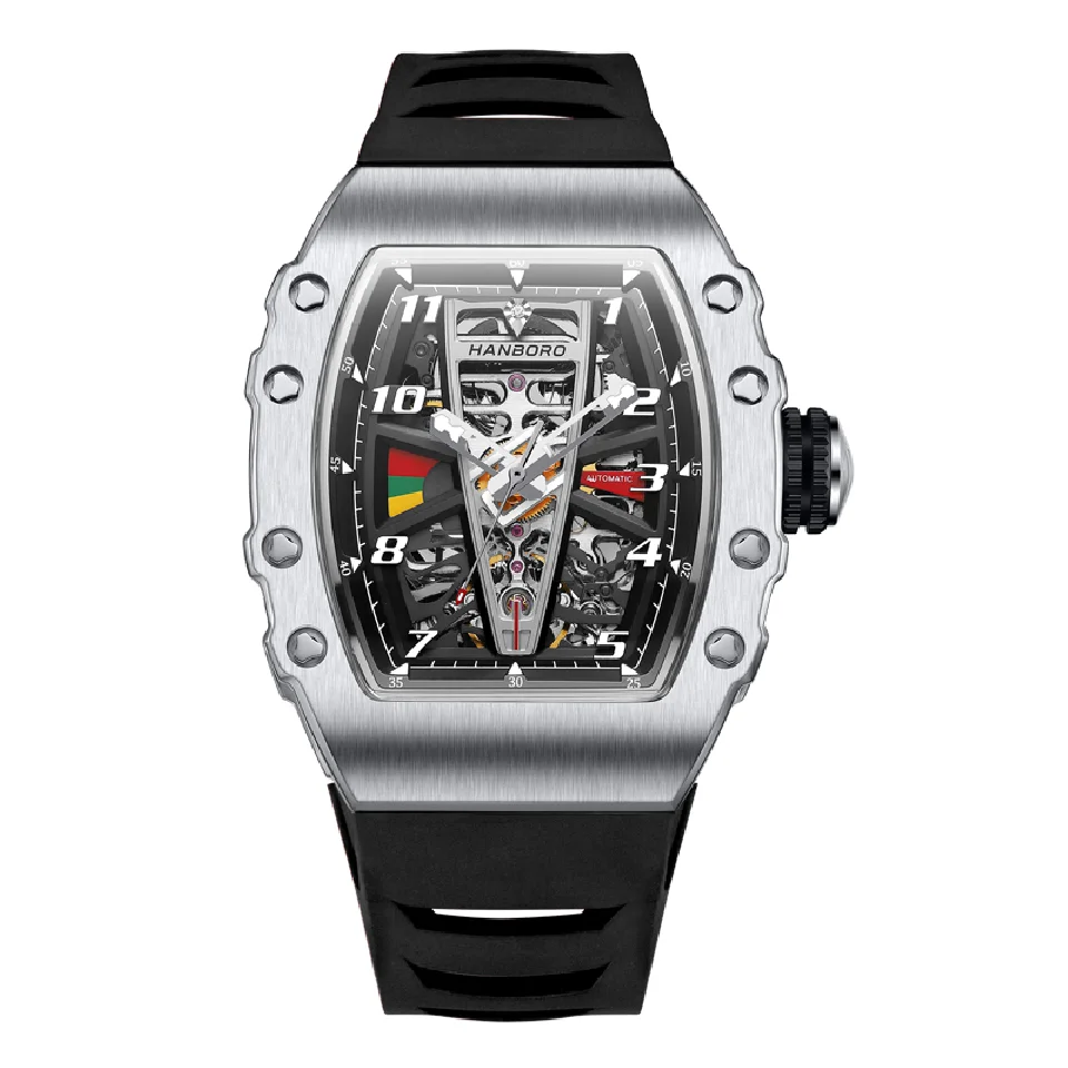 HANBORO Men Automatic Watch Luxury Mens Watches Fashion Mechanical Wristwatch Luminous Tonneau Case 50M Waterproof Rubber Strap
HANBORO Men Automatic Watch Luxury Mens Watches Fashion Mechanical Wristwatch Luminous Tonneau Case 50M Waterproof Rubber Strap