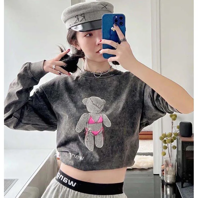 High Quality AW Spring Women's CottonTeddy Bear Digital Print Letter Hot Diamond Long Sleeve T-Shirt Sweatshirt
High Quality AW Spring Women's CottonTeddy Bear Digital Print Letter Hot Diamond Long Sleeve T-Shirt Sweatshirt