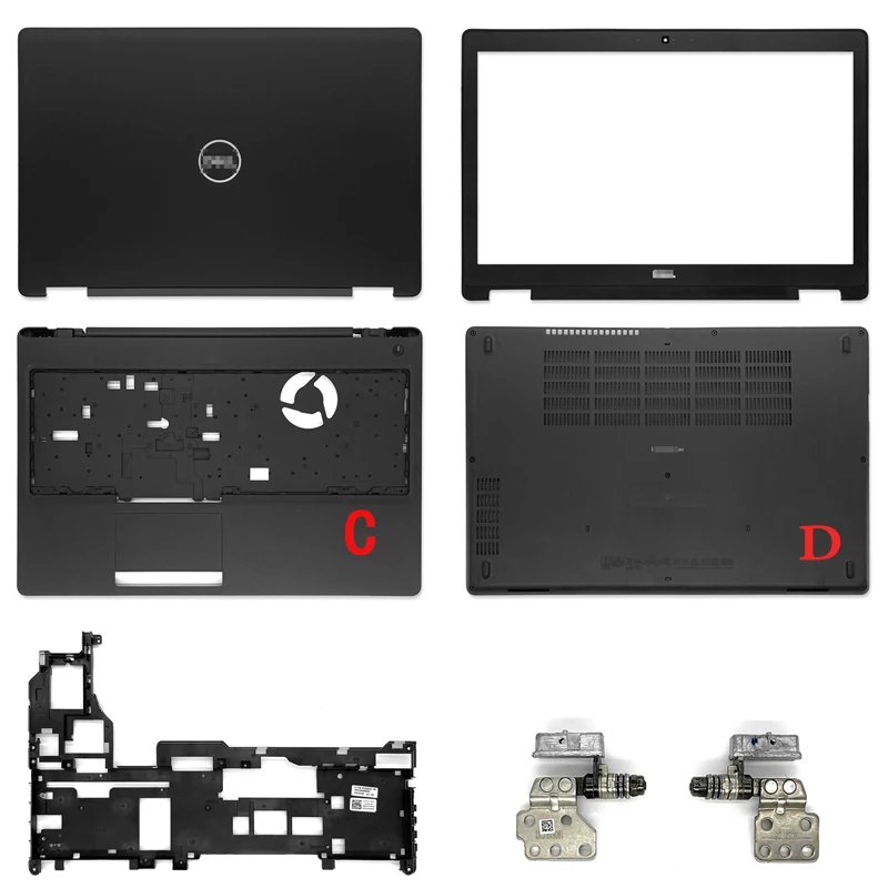 

New Top Case For Dell Latitude E5580 M3520 LCD Back Cover/Front Bezel/Hinges/Palmrest/Middle Frame/Bottom Case Black Non Touch