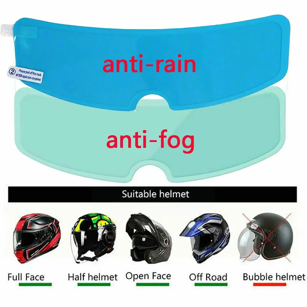 

1 шт. универсальная водонепроницаемая пленка для мотоциклетного шлема, защитная пленка, наклейка, противотуманный козырек и линзы, противотуманный шлем от дождя E5S3